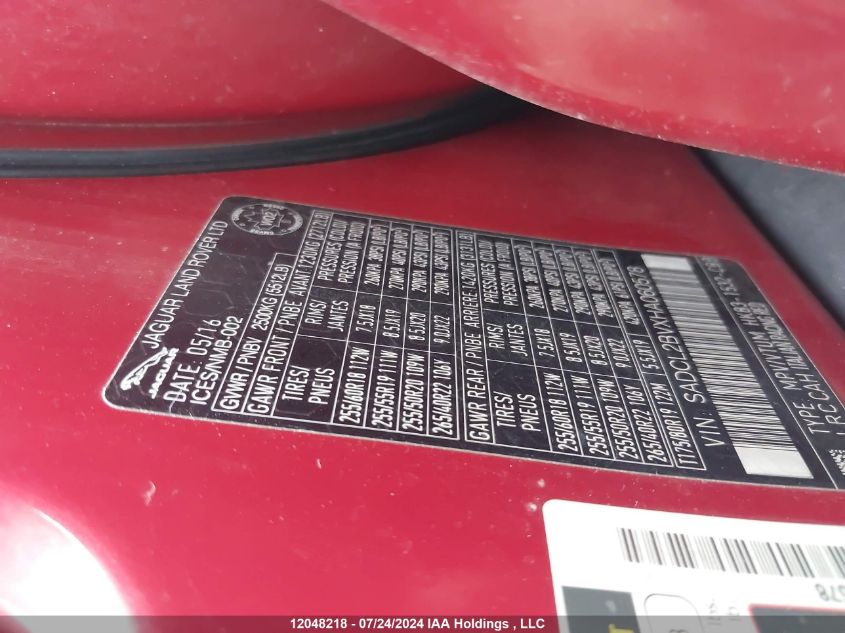 2017 Jaguar F-Pace VIN: SADCL2BVXHA060578 Lot: 12048218