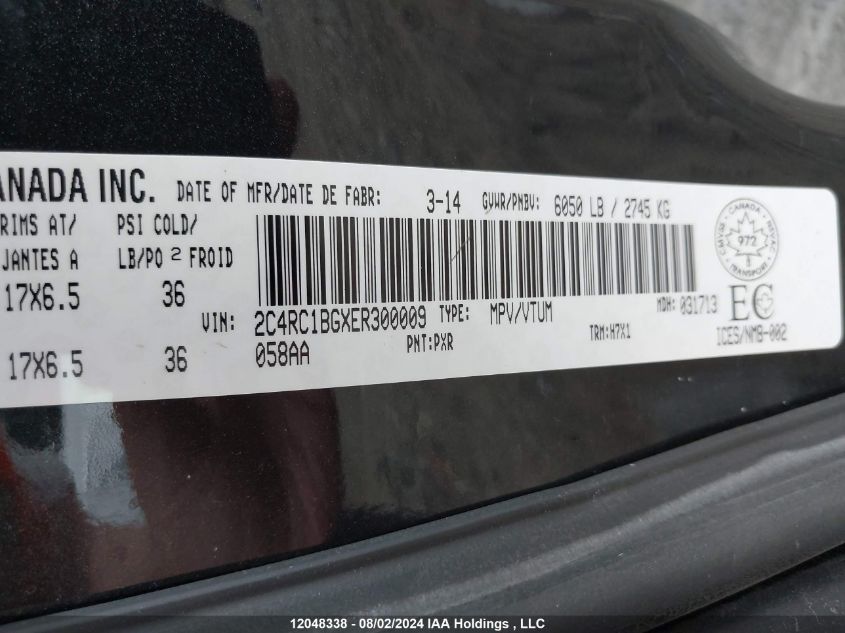 2014 Chrysler Town & Country VIN: 2C4RC1BGXER300009 Lot: 12048338