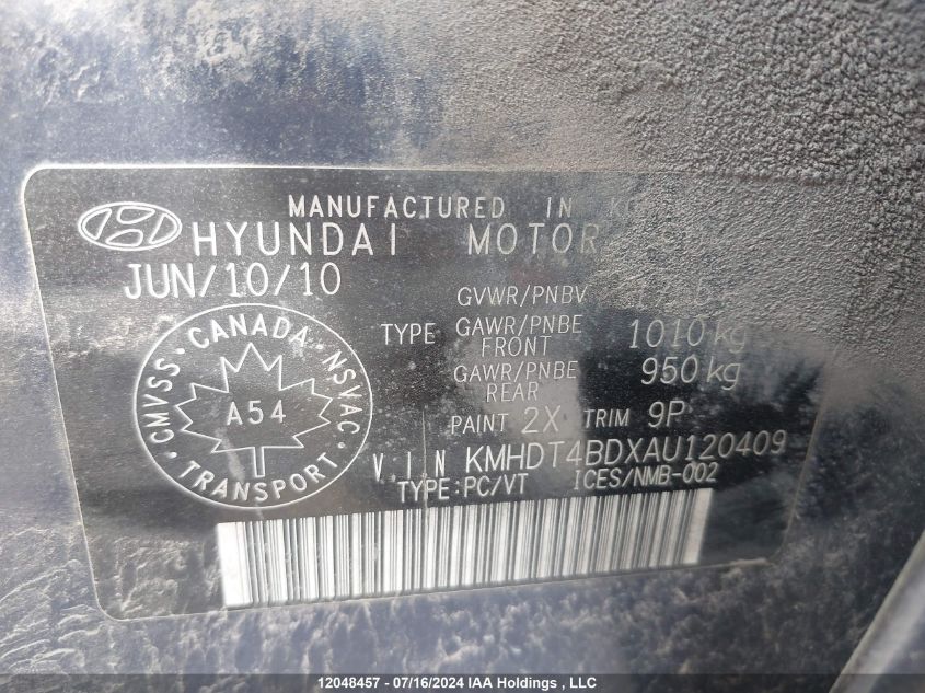 2010 Hyundai Elantra VIN: KMHDT4BDXAU120409 Lot: 12048457