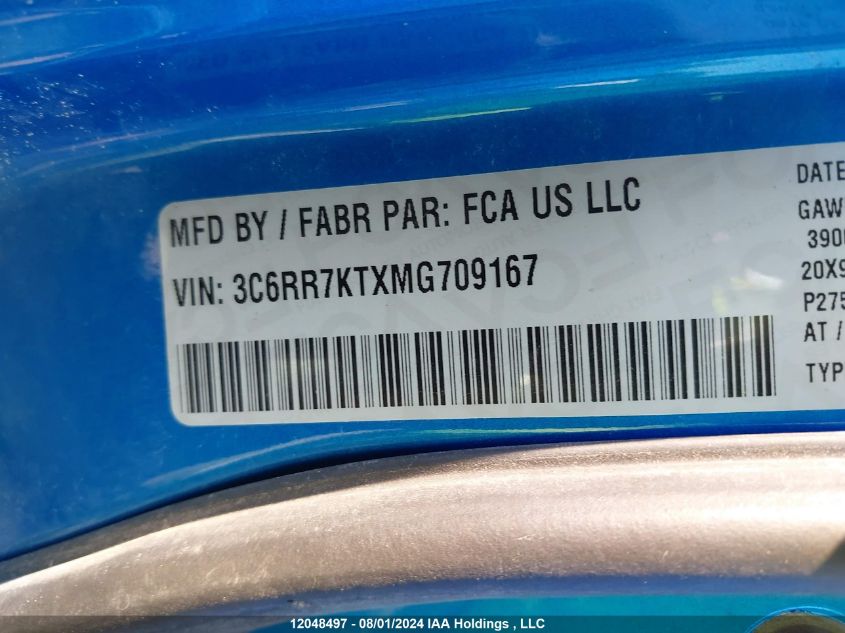2021 Ram 1500 Classic Tradesman VIN: 3C6RR7KTXMG709167 Lot: 12048497