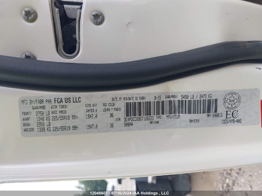 2016 Dodge Journey Sxt/Limited VIN: 3C4PDCCG9GT126223 Lot: 12048607