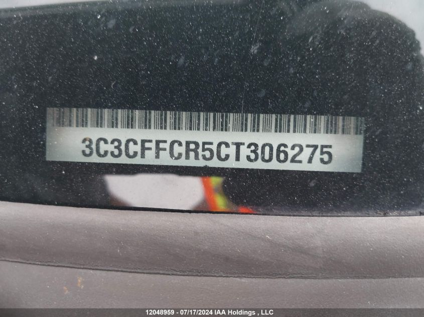 2012 Fiat 500 VIN: 3C3CFFCR5CT306275 Lot: 12048959