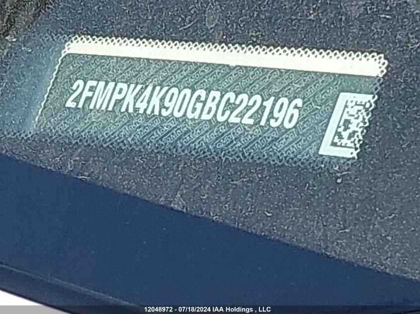 2016 Ford Edge Titanium VIN: 2FMPK4K90GBC22196 Lot: 12048972