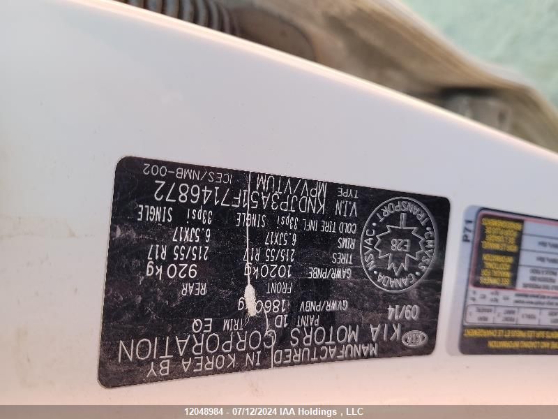 2015 Kia Soul + VIN: KNDJP3A51F7146872 Lot: 12048984