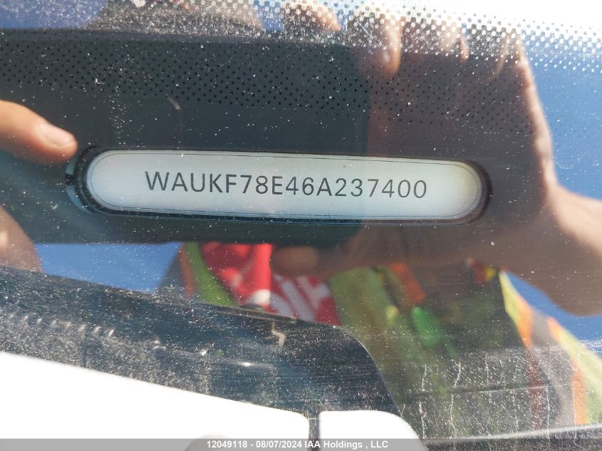 2006 Audi A4 VIN: WAUKF78E46A237400 Lot: 12049118