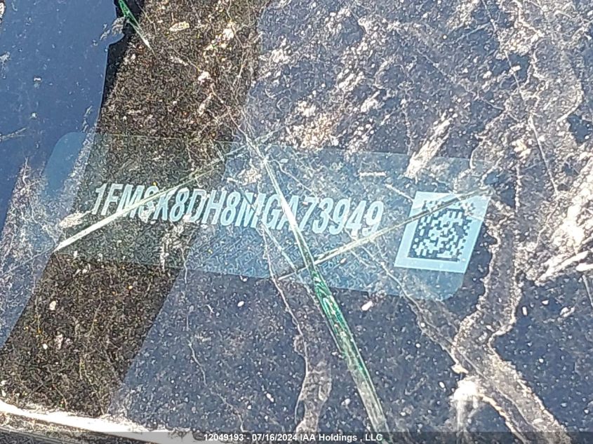 2021 Ford Explorer Xlt VIN: 1FMSK8DH8MGA73949 Lot: 12049193