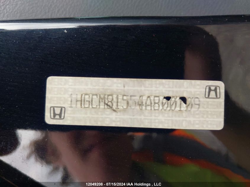 2004 Honda Accord Cpe VIN: 1HGCM81554A800109 Lot: 12049208