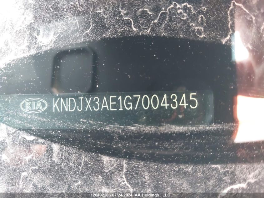 2016 Kia Soul Ev VIN: KNDJX3AE1G7004345 Lot: 12049220