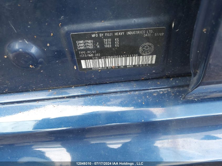 2010 Subaru Legacy VIN: 4S3BMHB68A3214196 Lot: 12049310