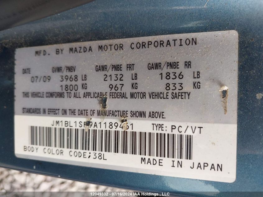 2010 Mazda 3 I VIN: JM1BL1SF9A1189461 Lot: 12049332
