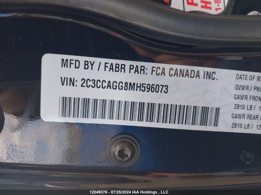 2021 Chrysler 300 S VIN: 2C3CCAGG8MH596073 Lot: 12049376