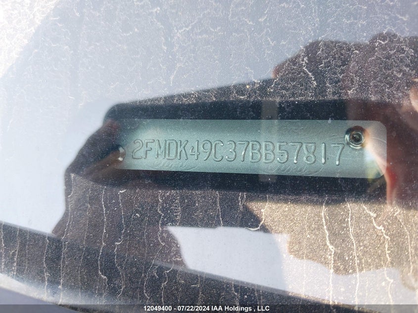 2007 Ford Edge VIN: 2FMDK49C37BB57817 Lot: 12049400