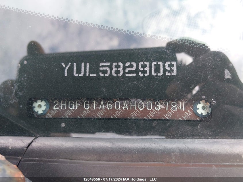 2010 Honda Civic VIN: 2HGFG1A60AH003784 Lot: 12049556