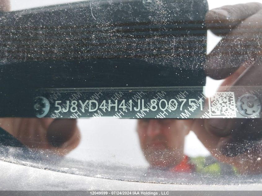 2018 Acura Mdx VIN: 5J8YD4H41JL800751 Lot: 12049599