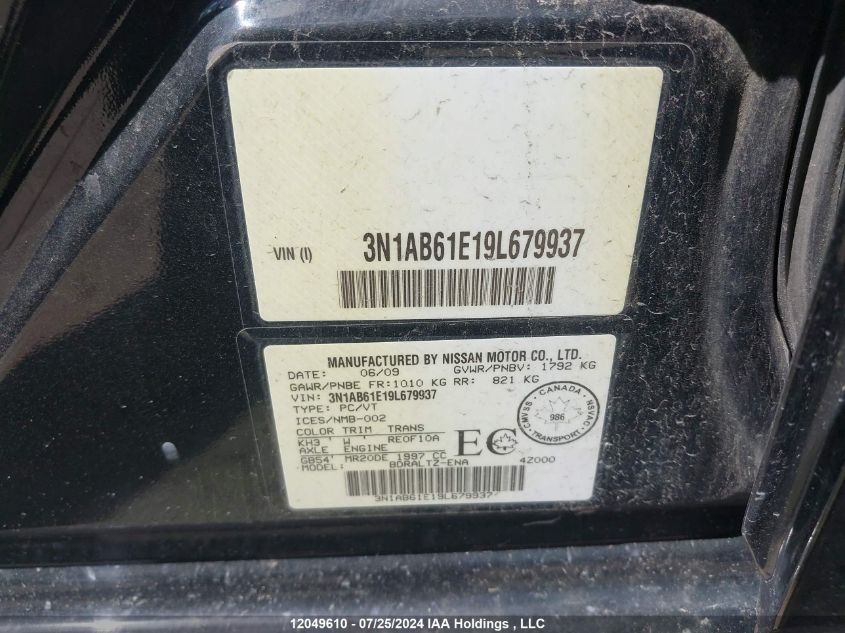 2009 Nissan Sentra 2.0S VIN: 3N1AB61E19L679937 Lot: 12049610