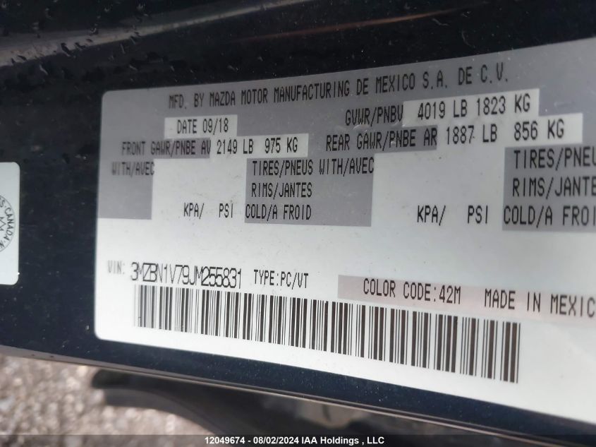 2018 Mazda Mazda3 VIN: 3MZBN1V79JM255831 Lot: 12049674