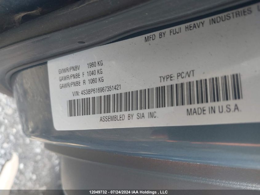 2006 Subaru Legacy VIN: 4S3BP616967351421 Lot: 12049732