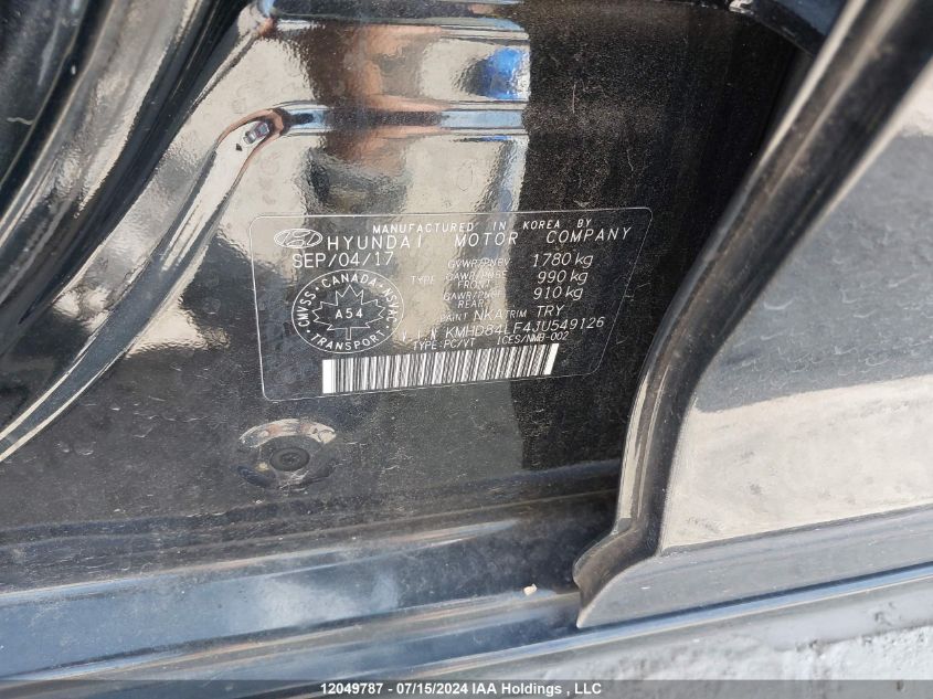 2018 Hyundai Elantra Sel/Value/Limited VIN: KMHD84LF4JU549126 Lot: 12049787