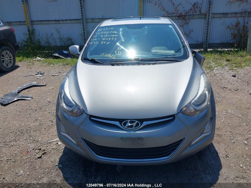 2015 Hyundai Elantra VIN: KMHDH4AE4FU412933 Lot: 12049796