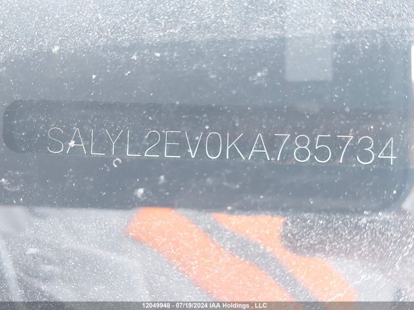 2019 Land Rover Range Rover Velar VIN: SALYL2EV0KA785734 Lot: 12049948