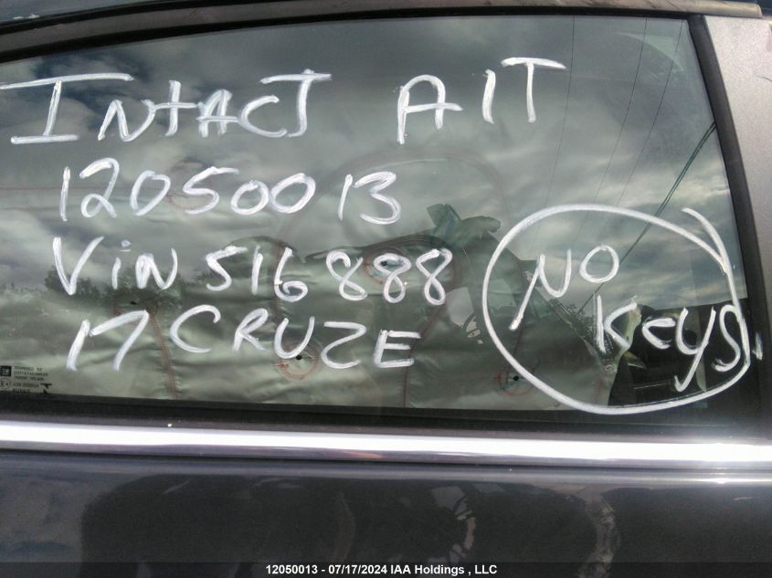 2017 Chevrolet Cruze Lt VIN: 3G1BE5SM3HS516888 Lot: 12050013