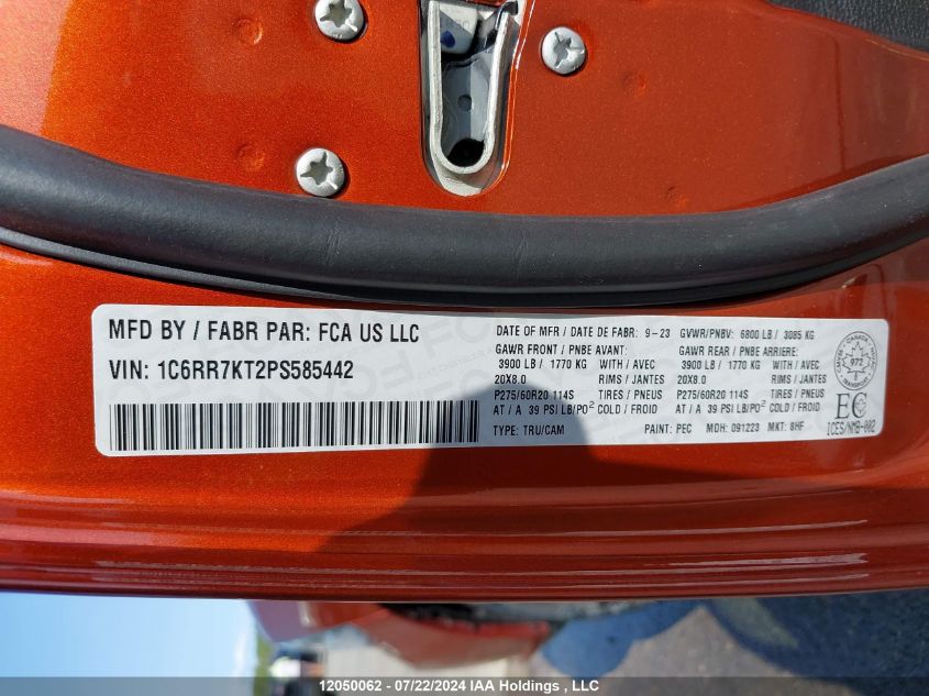 2023 Ram 1500 Classic Tradesman VIN: 1C6RR7KT2PS585442 Lot: 12050062