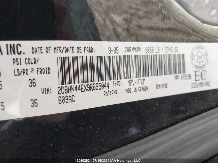 2009 Dodge Grand Caravan Se VIN: 2D8HN44EX9R695044 Lot: 12050252