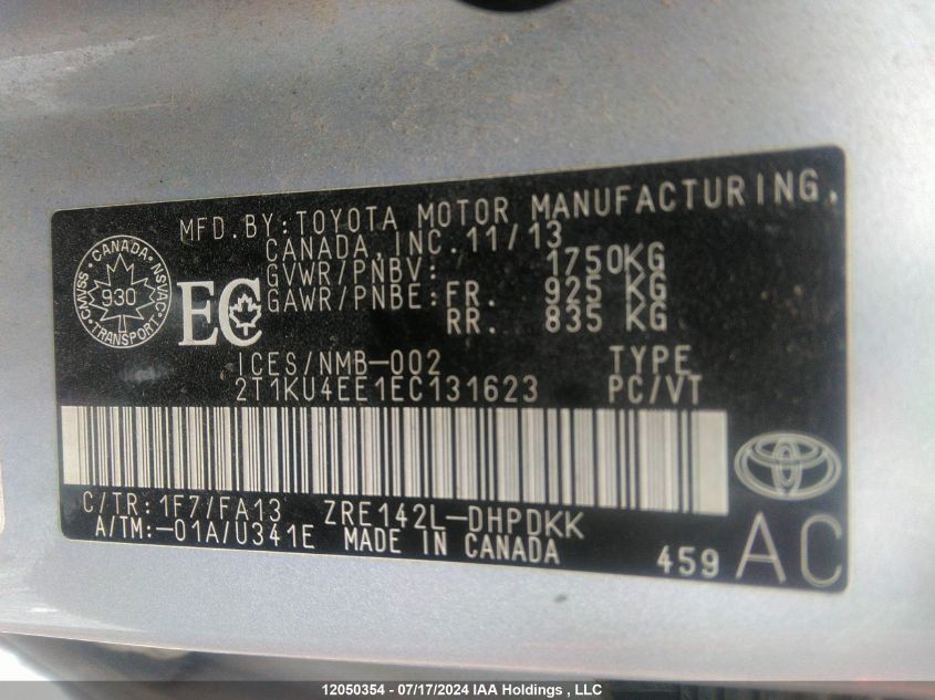 2T1KU4EE1EC131623 2014 Toyota Matrix S