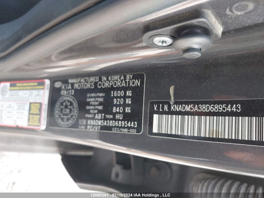 2013 Kia Rio Lx VIN: KNADM5A38D6895443 Lot: 12050361