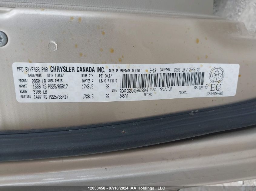 2013 Dodge Grand Caravan Se VIN: 2C4RDGBG4DR679944 Lot: 12050458