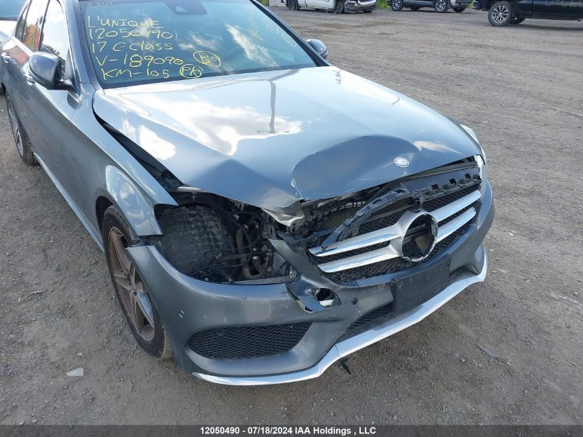 2017 Mercedes-Benz C-Class VIN: 55SWF4KB1HU189090 Lot: 12050490