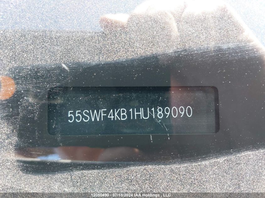 2017 Mercedes-Benz C-Class VIN: 55SWF4KB1HU189090 Lot: 12050490