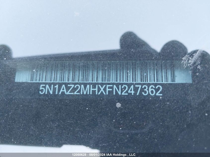 2015 Nissan Murano S/Sl/Sv/Platinum VIN: 5N1AZ2MHXFN247362 Lot: 12050628
