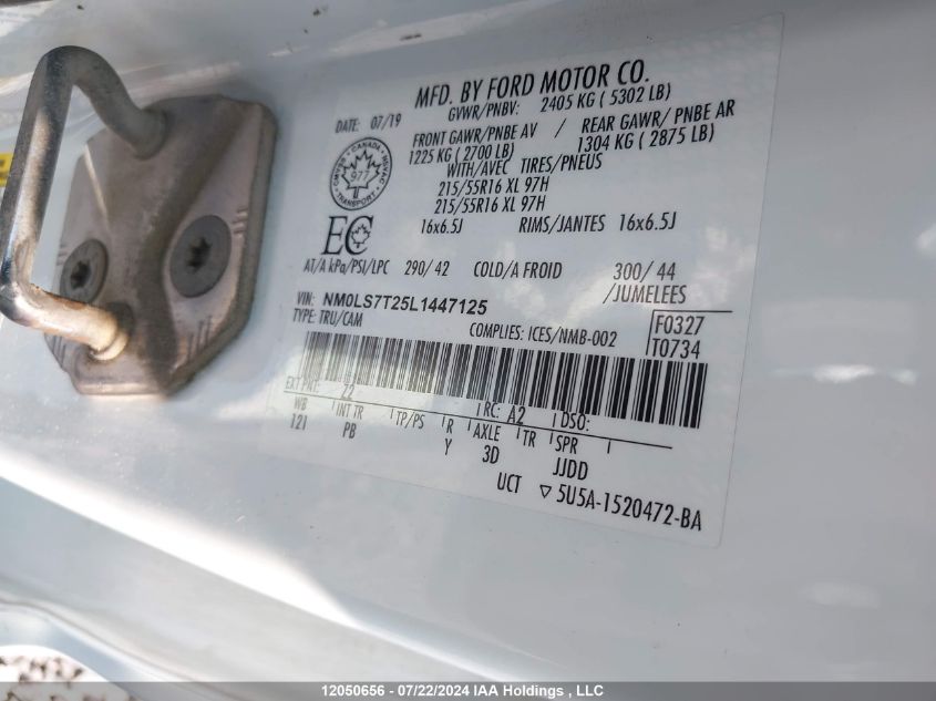 2020 Ford Transit Connect Xlt VIN: NM0LS7T25L1447125 Lot: 12050656