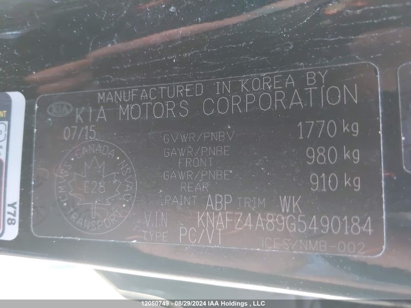 2016 Kia Forte VIN: KNAFZ4A89G5490184 Lot: 12050749