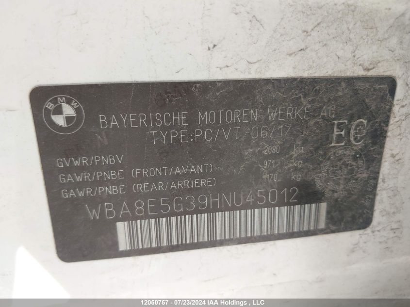 2017 BMW 320I xDrive VIN: WBA8E5G39HNU45012 Lot: 12050757