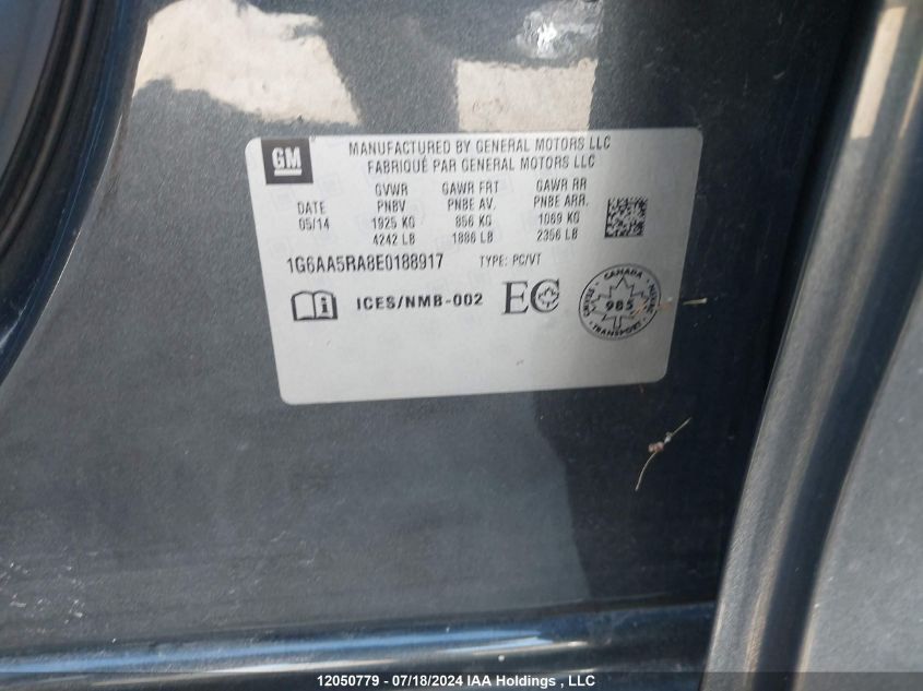 2014 Cadillac Ats VIN: 1G6AA5RA8E0188917 Lot: 12050779