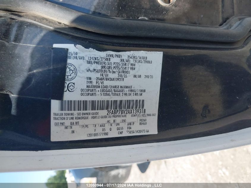 2010 Ford Police Interceptor VIN: 2FABP7BV2AX139318 Lot: 12050944