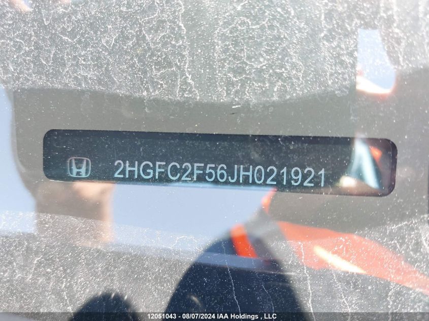 2018 Honda Civic VIN: 2HGFC2F56JH021921 Lot: 12051043