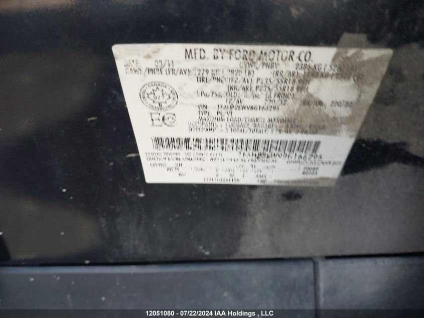 2011 Ford Taurus Sel VIN: 1FAHP2EW9BG166296 Lot: 12051080