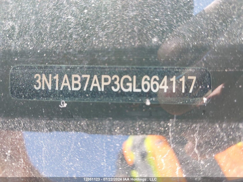 2016 Nissan Sentra VIN: 3N1AB7AP3GL664117 Lot: 12051123