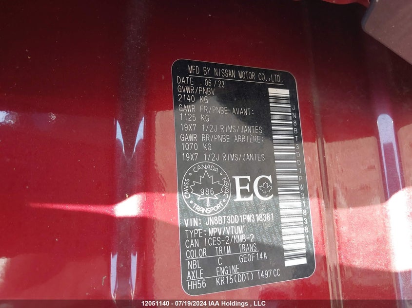 2023 Nissan Rogue VIN: JN8BT3DD1PW318381 Lot: 12051140