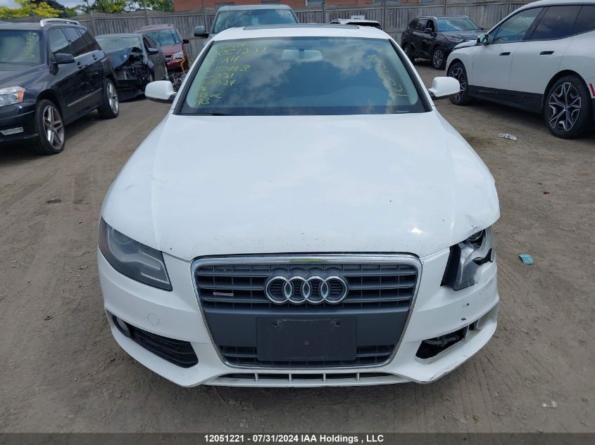 2012 Audi A4 VIN: WAUBFCFL5CA117448 Lot: 12051221