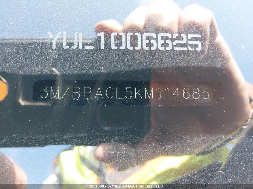 2019 Mazda 3 Preferred Plus VIN: 3MZBPACL5KM114685 Lot: 12051300