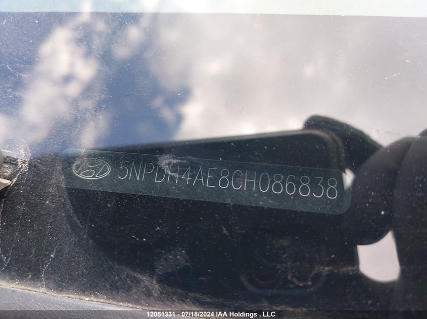 2012 Hyundai Elantra VIN: 5NPDH4AE8CH086838 Lot: 12051331