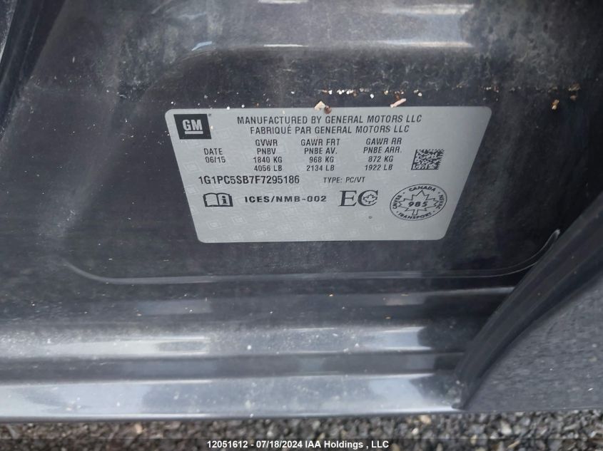 2015 Chevrolet Cruze VIN: 1G1PC5SB7F7295186 Lot: 12051612