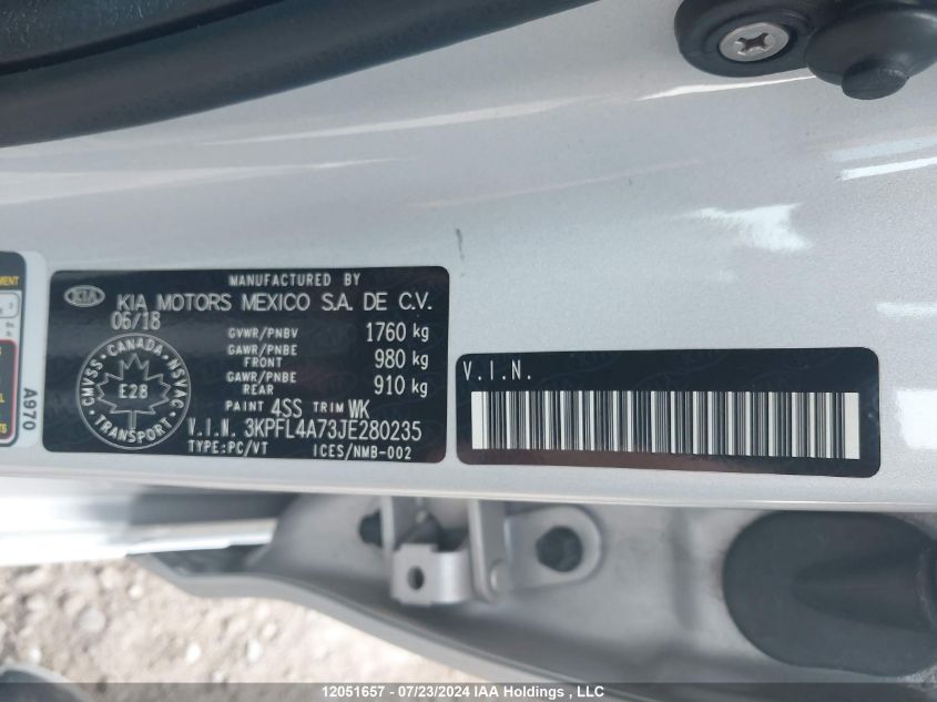 2018 Kia Forte VIN: 3KPFL4A73JE280235 Lot: 12051657