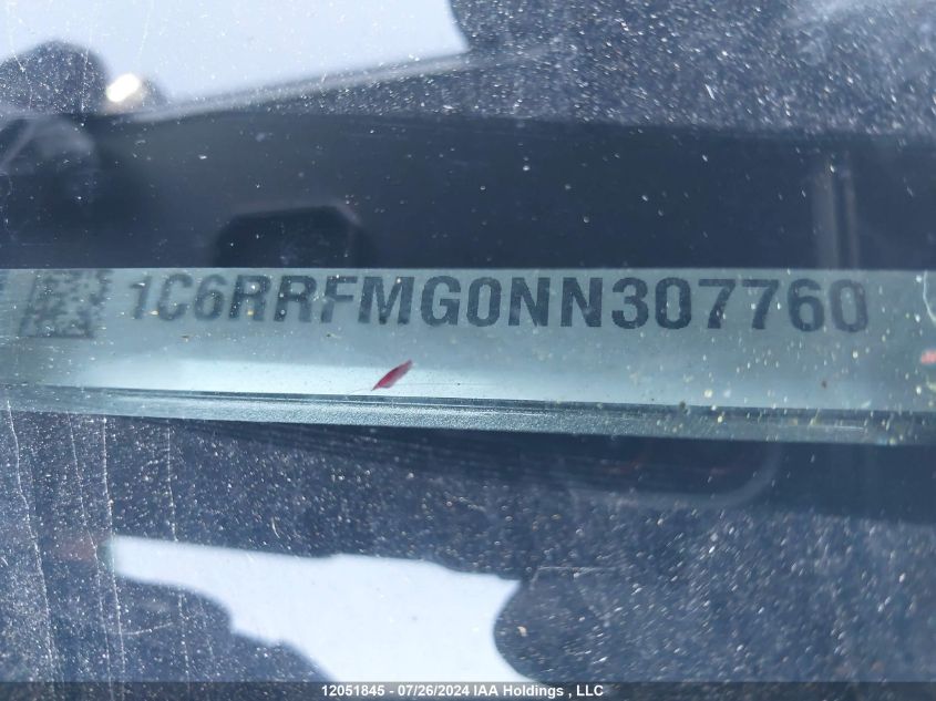 2022 Ram 1500 Big Horn/Lone Star VIN: 1C6RRFMG0NN307760 Lot: 12051845