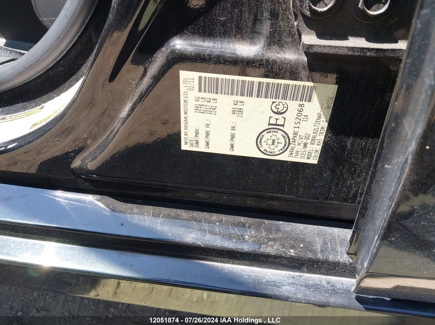 2011 Nissan Altima VIN: 1N4AL2APXBC152068 Lot: 12051874