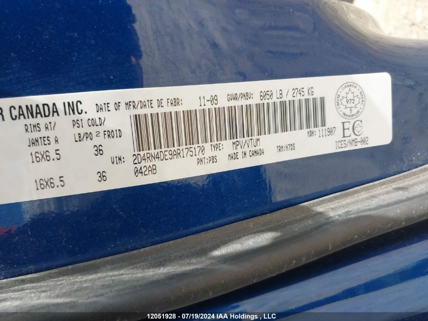 2010 Dodge Grand Caravan VIN: 2D4RN4DE9AR175170 Lot: 12051928